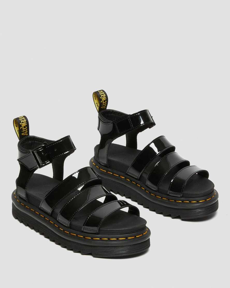 sandalias gladiadoras dr martens blaire patent para mujer en negro