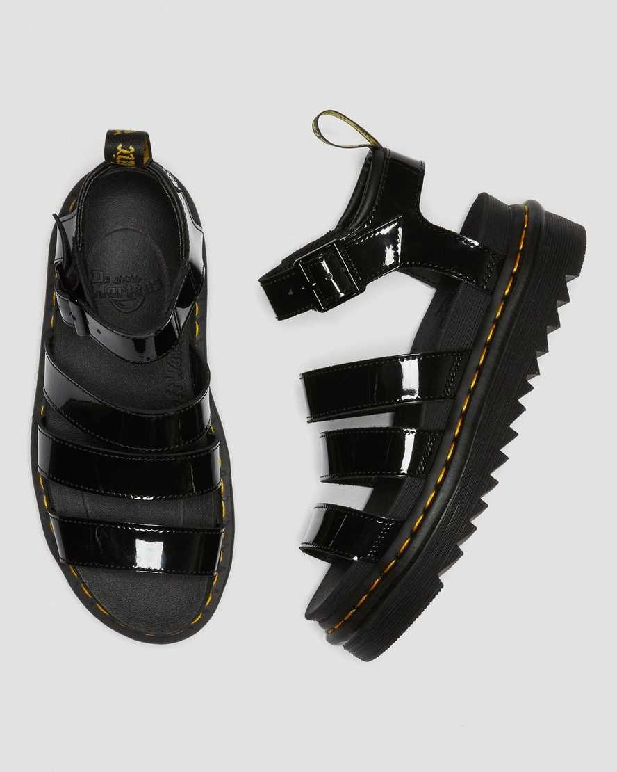 sandalias gladiadoras dr martens blaire patent para mujer en negro