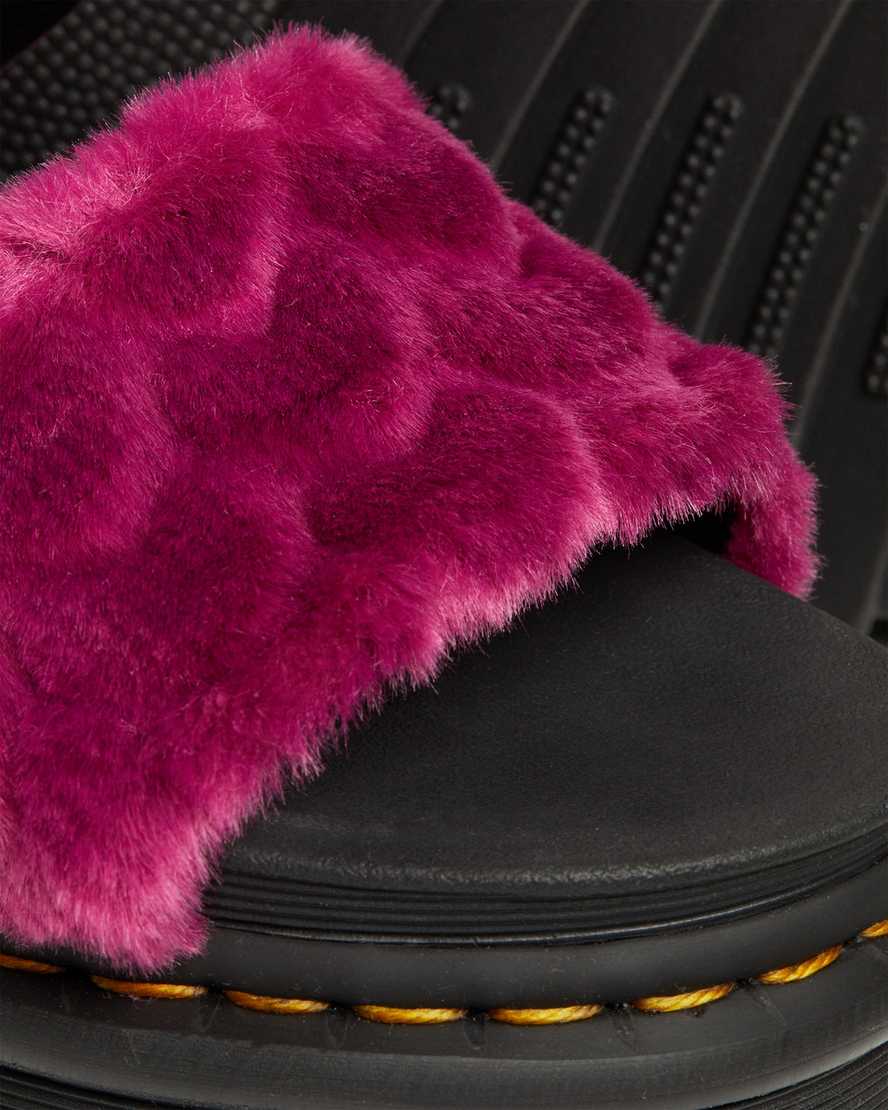 sandalias de plataforma dr martens voss fluffy faux fur para mujer en color rosa