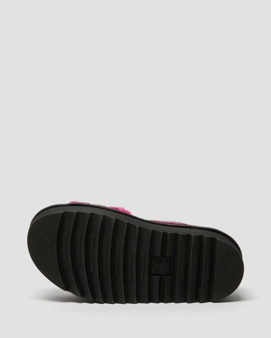 sandalias de plataforma dr martens voss fluffy faux fur para mujer en color rosa