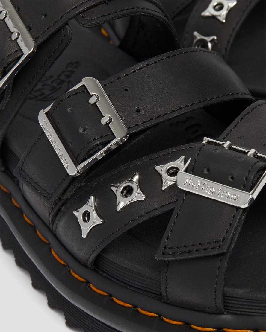 sandalias negras dr martens ryker ii con tiras de herrajes para mujer