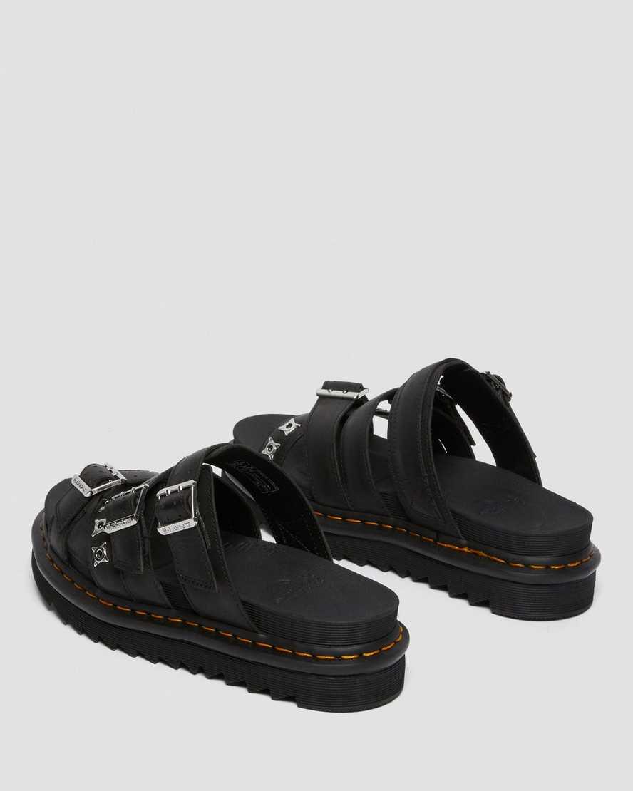 sandalias negras dr martens ryker ii con tiras de herrajes para mujer