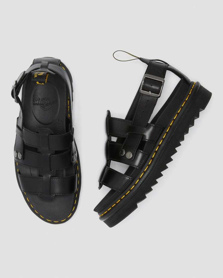 sandalias negras con tiras dr martens terry para mujer