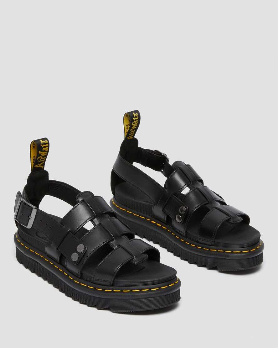 sandalias negras con tiras dr martens terry para mujer