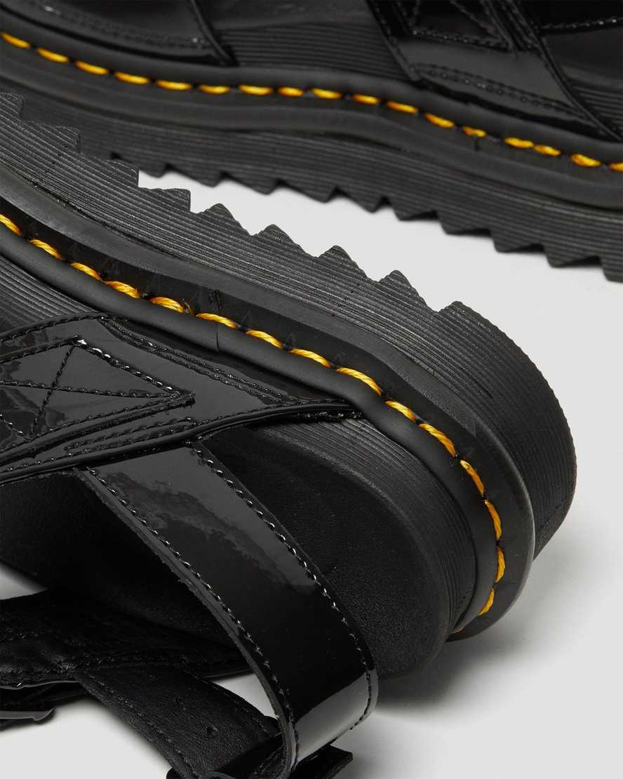 sandalias negras con tiras de charol voss de dr martens para mujer