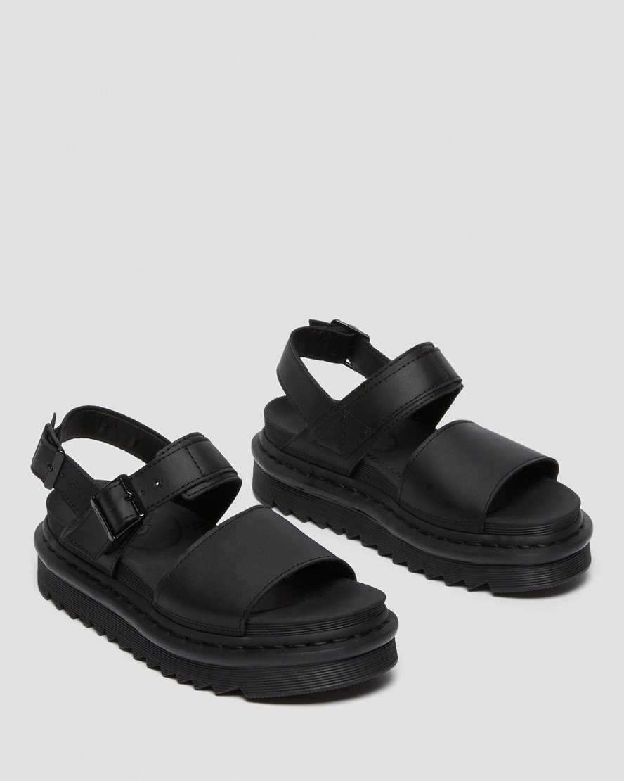 sandalias negras con tiras dr martens voss para mujer