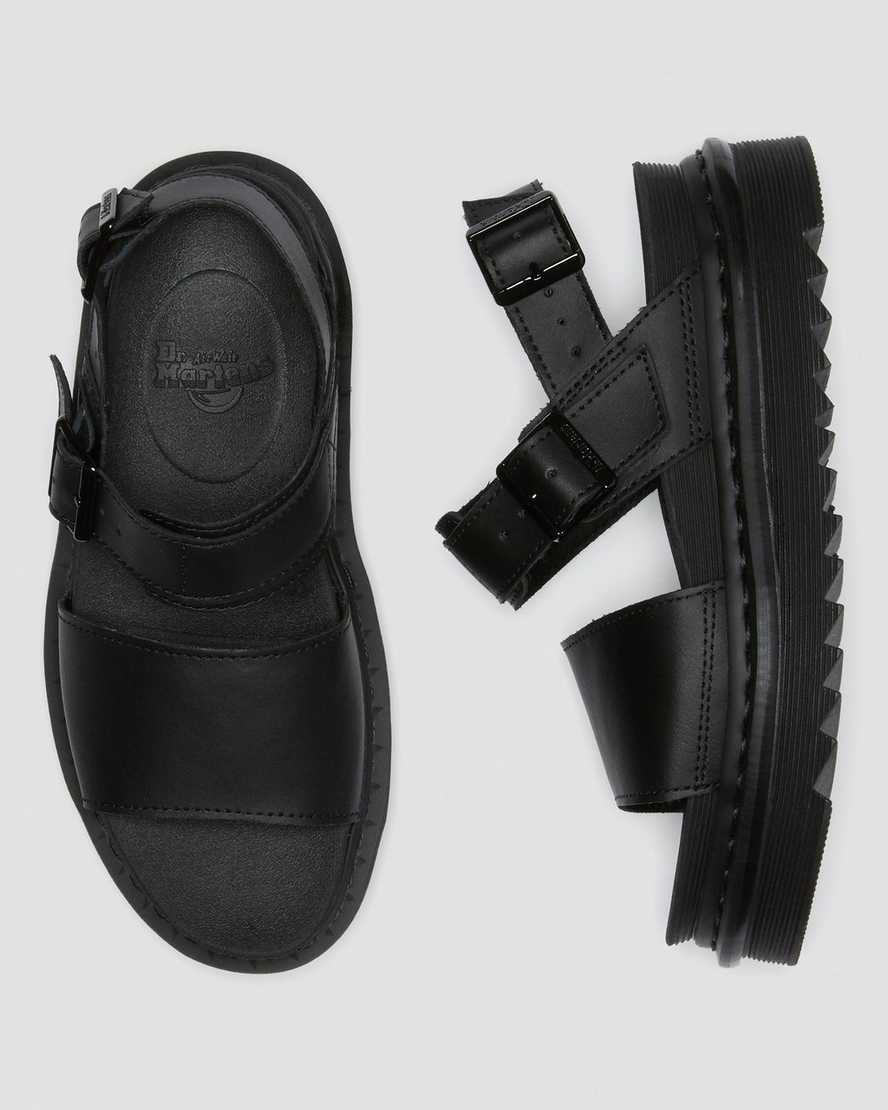 sandalias negras con tiras dr martens voss para mujer