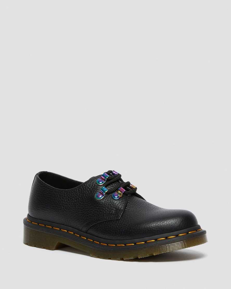 zapatos con cordones dr martens 1461 iridescent hardware para mujer color negro