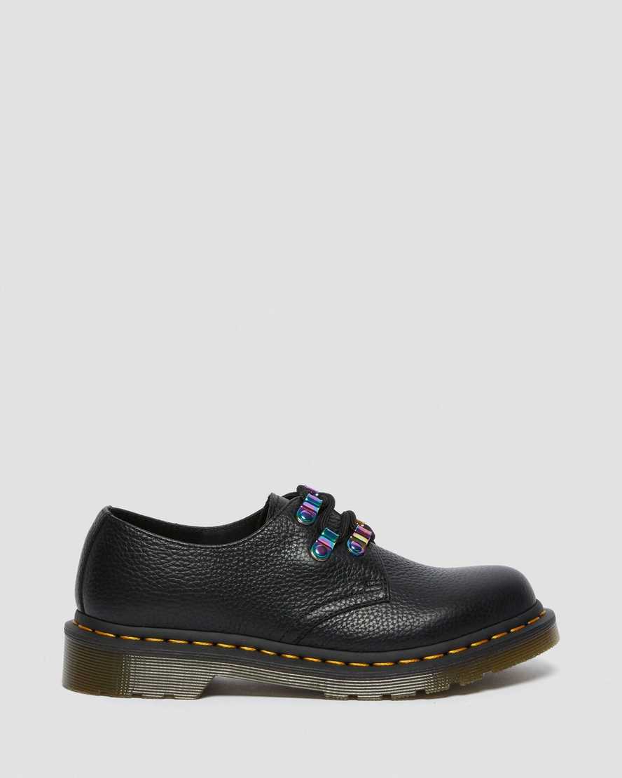 zapatos con cordones dr martens 1461 iridescent hardware para mujer color negro