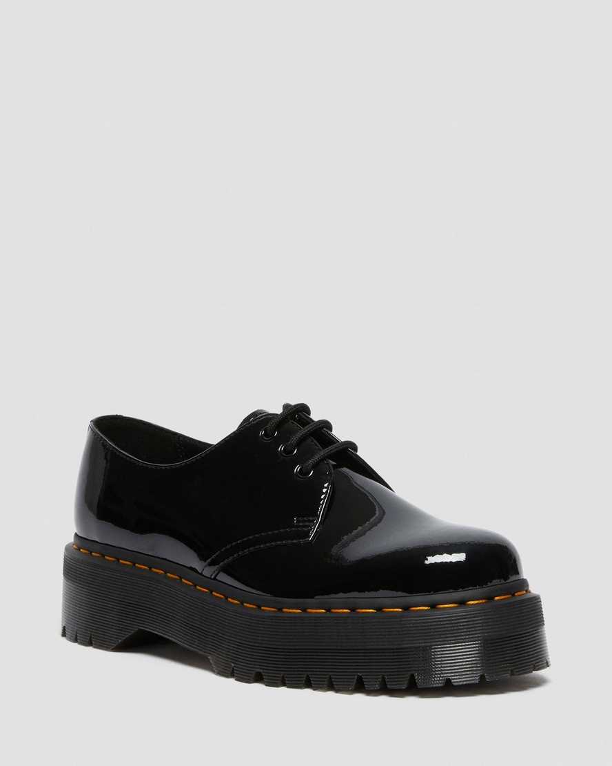 zapatos oxford negros con plataforma de charol dr martens 1461 para mujer