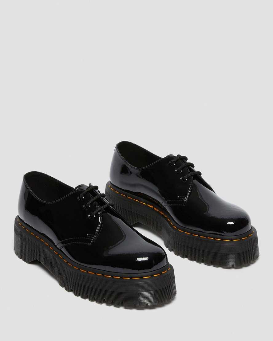zapatos oxford negros con plataforma de charol dr martens 1461 para mujer