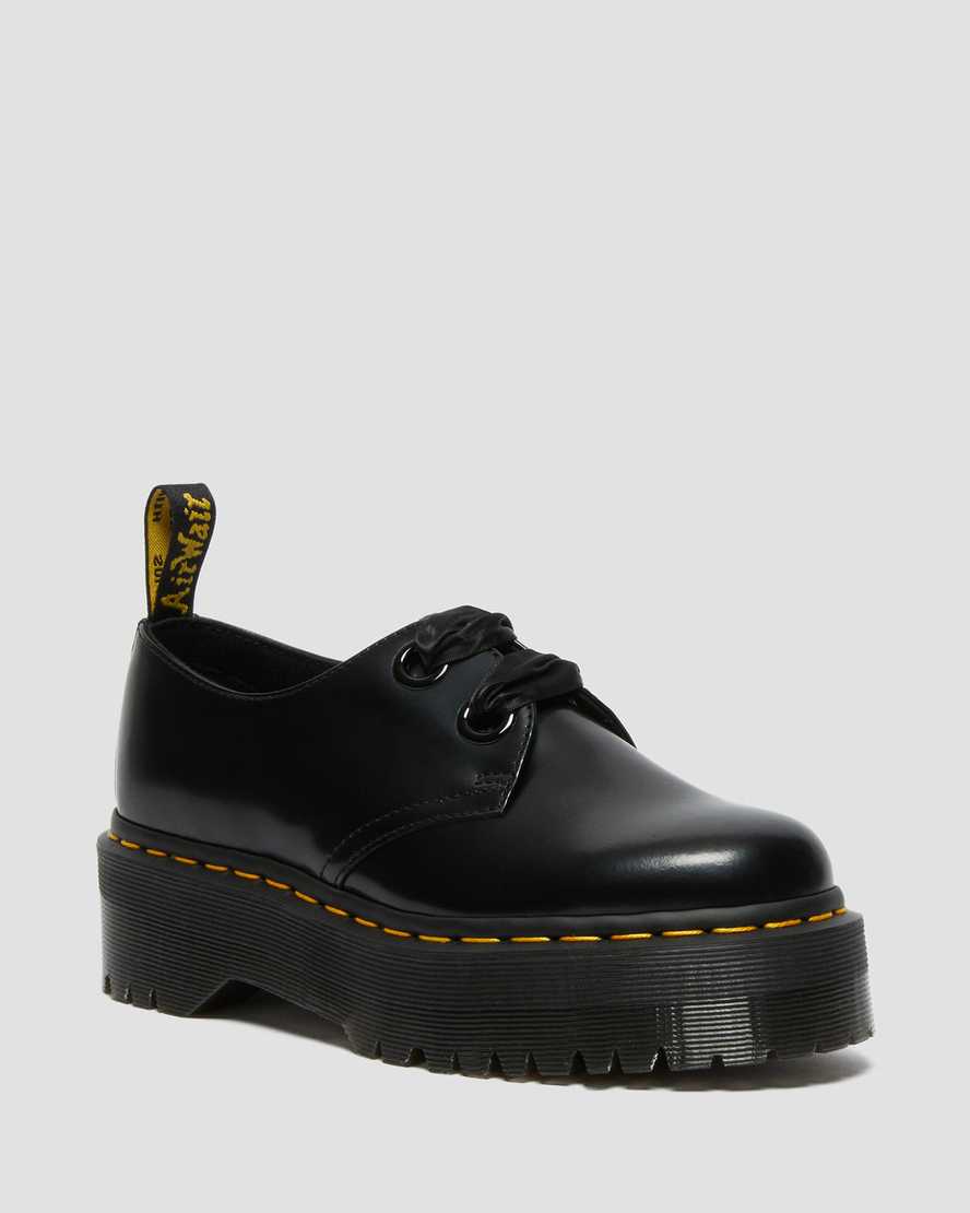 zapatos de plataforma negros dr martens holly para mujer