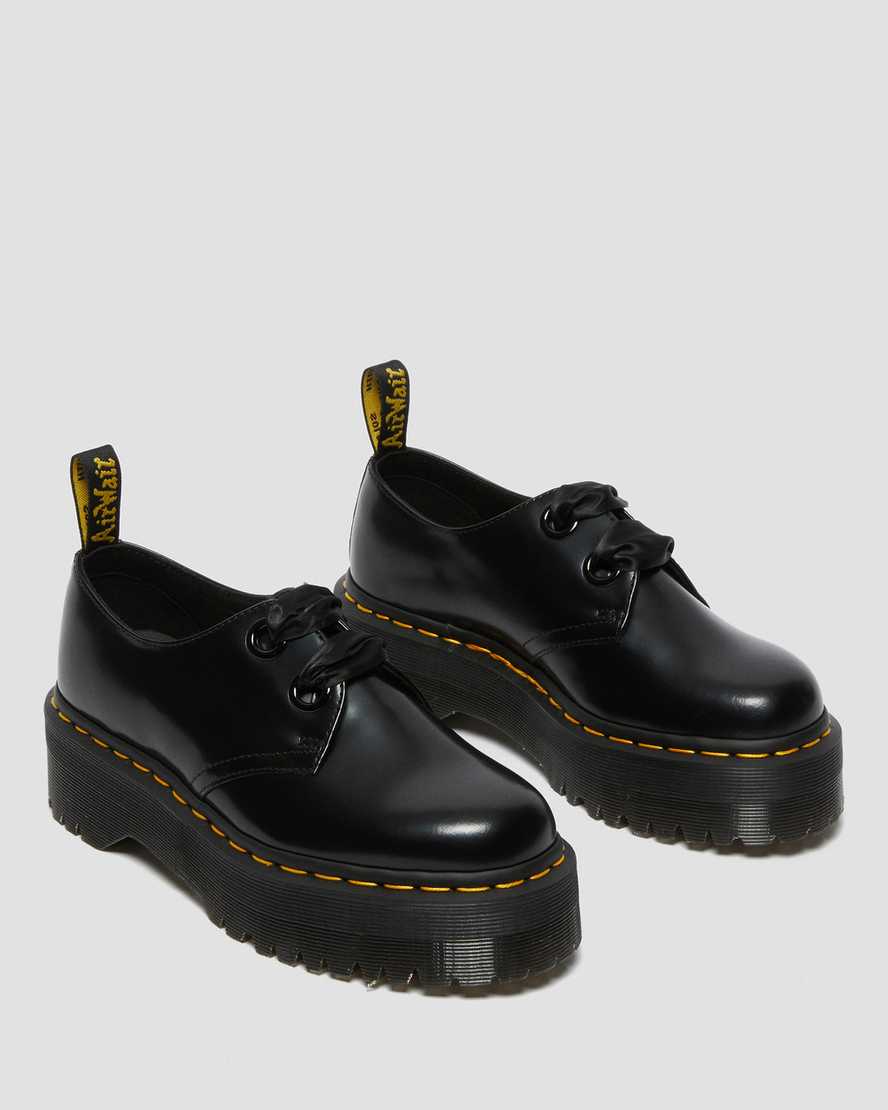zapatos de plataforma negros dr martens holly para mujer