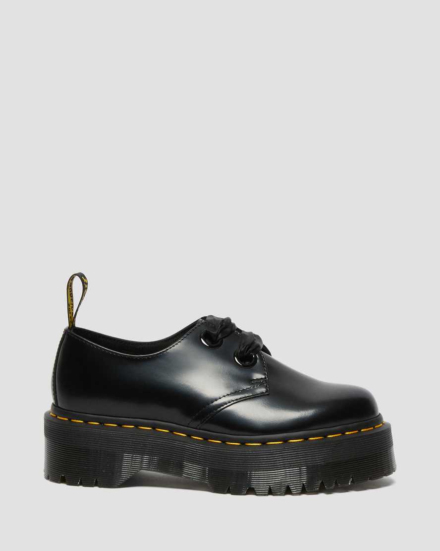 zapatos de plataforma negros dr martens holly para mujer