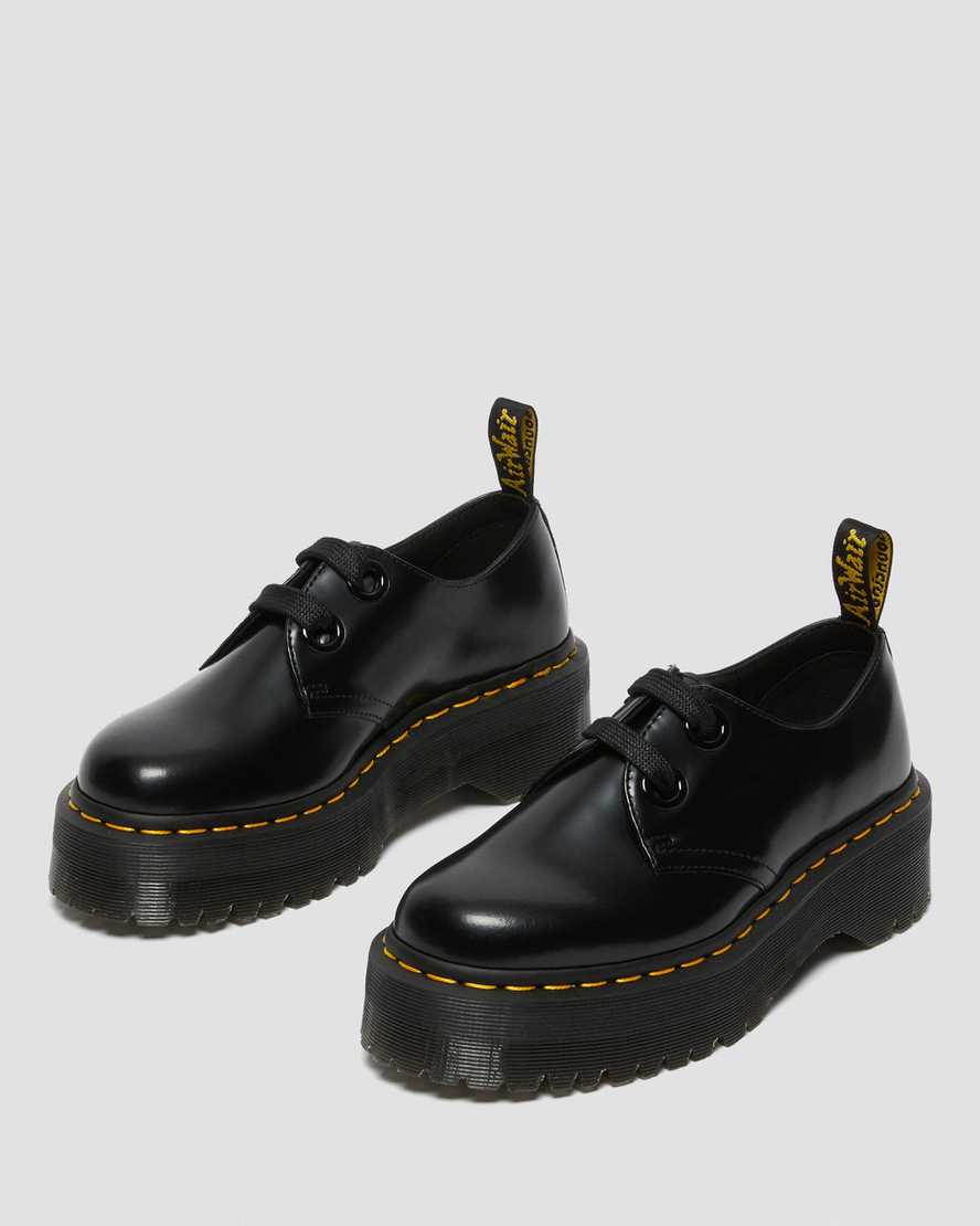 zapatos de plataforma negros dr martens holly para mujer