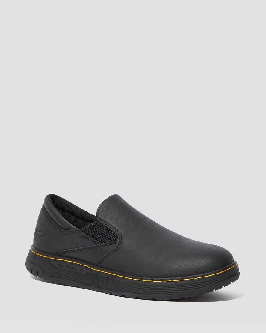 zapatos de trabajo antideslizantes dr. martens brockley negros para mujer