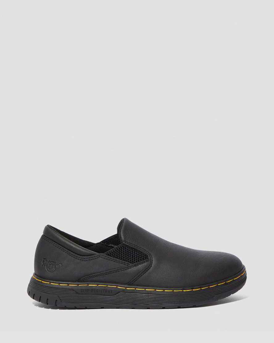zapatos de trabajo antideslizantes dr. martens brockley negros para mujer